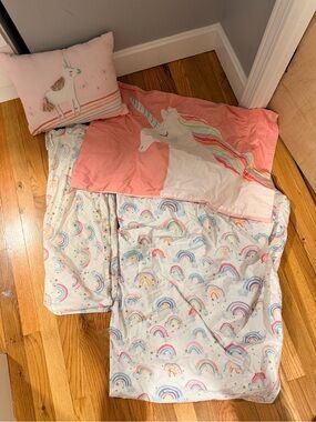 Pottery Barn Unicorn Kids Bedding Set - Pink Rainbow Design